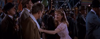 Movie still from “East of Eden” (1955), directed by Elia Kazan – A man and a woman talking to each other; Medium shot, Over the shoulder angle