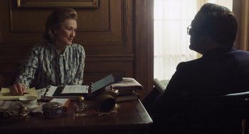 Movie still from “The Post” (2017), directed by Steven Spielberg – Medium shot, Over the shoulder angle