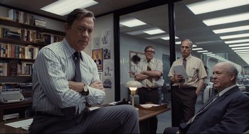Movie still from “The Post” (2017), directed by Steven Spielberg – Medium shot, Low angle