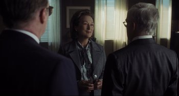 Movie still from “The Post” (2017), directed by Steven Spielberg – Medium shot, Over the shoulder angle
