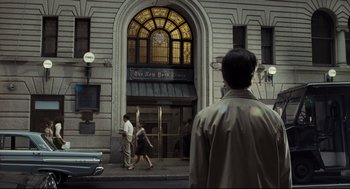 Movie still from “The Post” (2017), directed by Steven Spielberg – Wide shot, Over the shoulder angle