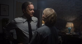 Movie still from “The Post” (2017), directed by Steven Spielberg – Medium shot, Over the shoulder angle
