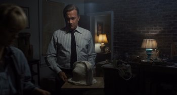 Movie still from “The Post” (2017), directed by Steven Spielberg – Medium shot, Over the shoulder angle