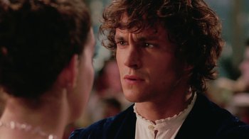 Movie still from “Ella Enchanted” (2004), directed by Tommy O'Haver – A person wearing a jacket; Close Up shot, Over the shoulder angle