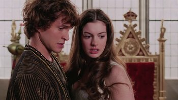 Movie still from “Ella Enchanted” (2004), directed by Tommy O'Haver – A man and a woman standing next to each other; Close Up shot, Over the shoulder angle