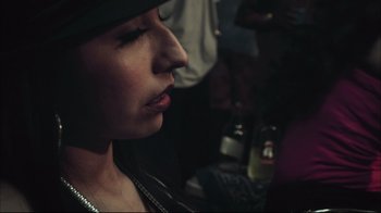 A woman's face in a crowd