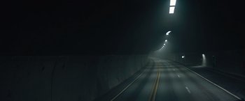 Movie still from “The Quake” (2018), directed by John Andreas Andersen – A dark tunnel with a light at the end of the tunnel; Extreme Wide shot, High angle