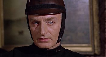 Movie still from “Fahrenheit 451” (1966), directed by François Truffaut – A person wearing a helmet; Close Up shot, Low angle