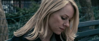 Movie still from “Fair Game” (2010), directed by Doug Liman – A person with blonde hair; Close Up shot, Over the shoulder angle