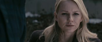 Movie still from “Fair Game” (2010), directed by Doug Liman – A person with long blonde hair; Close Up shot, Over the shoulder angle