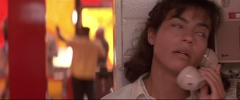 Movie still from “Falling Down” (1993), directed by Joel Schumacher – A person's face on a bus; Close Up shot, Low angle