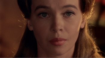 Movie still from “Fanny” (1961), directed by Joshua Logan – A woman's face with blue eyes; Close Up shot, Over the shoulder angle