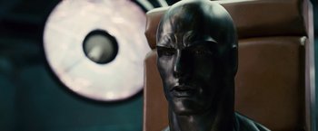 Movie still from “Fantastic Four: Rise of the Silver Surfer” (2007), directed by Tim Story – The face of a man in a chair; Close Up shot, High angle