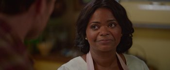 Movie still from “The Shack” (2017), directed by Stuart Hazeldine – A person wearing a white shirt; Close Up shot, Over the shoulder angle