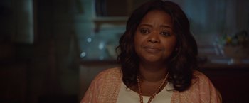 Movie still from “The Shack” (2017), directed by Stuart Hazeldine – A person wearing a necklace; Close Up shot, Over the shoulder angle