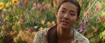 Movie still from “The Shack” (2017), directed by Stuart Hazeldine – A person wearing a floral shirt; Close Up shot, Over the shoulder angle