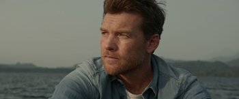 Movie still from “The Shack” (2017), directed by Stuart Hazeldine – A person wearing a jean shirt; Close Up shot, Low angle