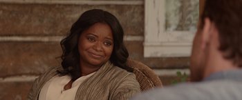 Movie still from “The Shack” (2017), directed by Stuart Hazeldine – A person sitting in a chair; Close Up shot, Over the shoulder angle