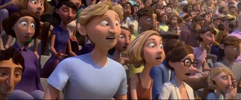 Movie still from “Ferdinand” (2017), directed by Carlos Saldanha – A bunch of people that are in a crowd of people; Medium shot, High angle