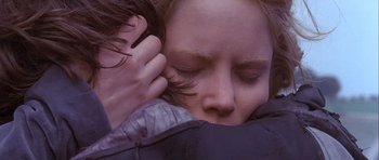 Movie still from “Flesh+Blood” (1985), directed by Paul Verhoeven – A person with their eyes closed; Extreme Close Up shot, Low angle