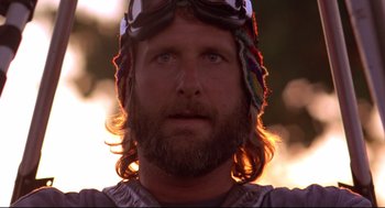 Movie still from “Fly Away Home” (1996), directed by Carroll Ballard – A person with a helmet on; Close Up shot, Low angle