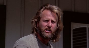 Movie still from “Fly Away Home” (1996), directed by Carroll Ballard – A person with long hair and a beard; Close Up shot, Low angle