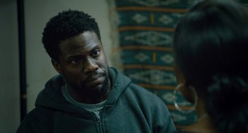 Movie still from “The Upside” (2017), directed by Neil Burger – A man and a woman talking to each other; Close Up shot, Over the shoulder angle