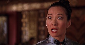 Movie still from “Freaky Friday” (2003), directed by Mark Waters – A person with a surprised look on their face; Close Up shot, Low angle