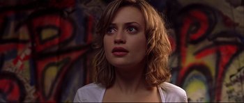 Movie still from “Freddy vs. Jason” (2003), directed by Ronny Yu – A person looking up at something; Close Up shot, Low angle