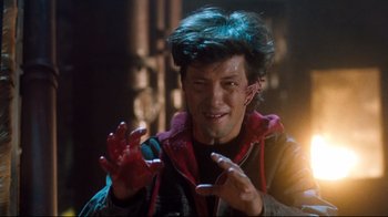 Movie still from “Freddy's Dead: The Final Nightmare” (1991), directed by Rachel Talalay – A man with blood all over his face and hands; Close Up shot, Low angle