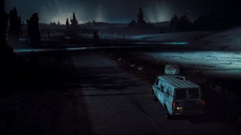 Movie still from “Freddy's Dead: The Final Nightmare” (1991), directed by Rachel Talalay – A van is parked in the middle of the night; Extreme Wide shot, High angle