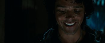 Movie still from “Friday the 13th” (2009), directed by Marcus Nispel – A man's face in the dark; Close Up shot, Overhead angle