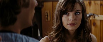 Movie still from “Friday the 13th” (2009), directed by Marcus Nispel – A person with long brown hair; Close Up shot, Over the shoulder angle