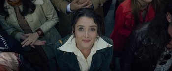 Movie still from “The Walk” (2015), directed by Robert Zemeckis – A person wearing a jacket; Close Up shot, Overhead angle