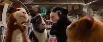 Movie still from “G-Force” (2009), directed by Hoyt Yeatman – A couple of black and white stuffed animals; Close Up shot, Low angle