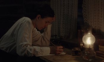 Movie still from “The World to Come” (2020), directed by Mona Fastvold – Medium shot, High angle