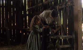 Movie still from “The World to Come” (2020), directed by Mona Fastvold – Medium shot, Over the shoulder angle