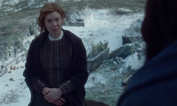 Movie still from “The World to Come” (2020), directed by Mona Fastvold – Medium shot, Over the shoulder angle