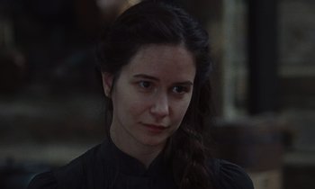 Movie still from “The World to Come” (2020), directed by Mona Fastvold – Close Up shot, Over the shoulder angle