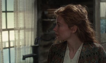 Movie still from “The World to Come” (2020), directed by Mona Fastvold – Close Up shot, Over the shoulder angle