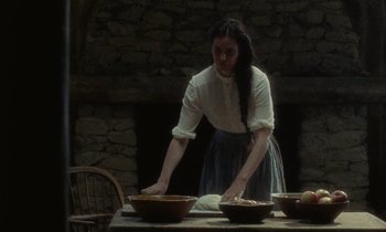 Movie still from “The World to Come” (2020), directed by Mona Fastvold – Medium shot, Low angle