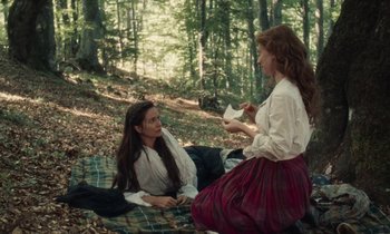 Movie still from “The World to Come” (2020), directed by Mona Fastvold – Medium shot, Over the shoulder angle