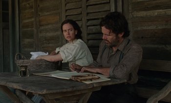 Movie still from “The World to Come” (2020), directed by Mona Fastvold – Medium shot, Low angle