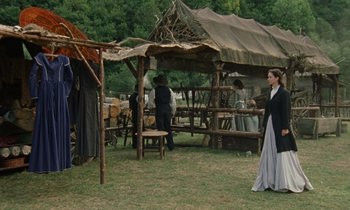 Movie still from “The World to Come” (2020), directed by Mona Fastvold – Wide shot, High angle