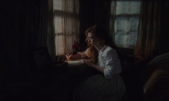 Movie still from “The World to Come” (2020), directed by Mona Fastvold – Medium shot, High angle