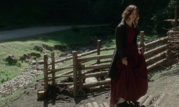 Movie still from “The World to Come” (2020), directed by Mona Fastvold – Wide shot, High angle