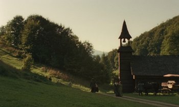 Movie still from “The World to Come” (2020), directed by Mona Fastvold – Extreme Wide shot, Low angle