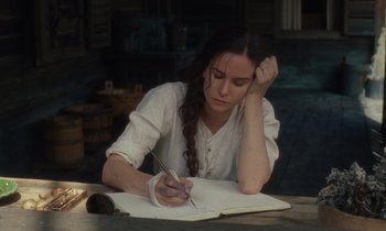 Movie still from “The World to Come” (2020), directed by Mona Fastvold – Medium shot, High angle