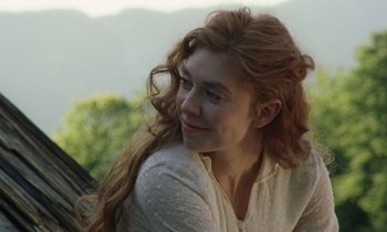 Movie still from “The World to Come” (2020), directed by Mona Fastvold – Close Up shot, Over the shoulder angle