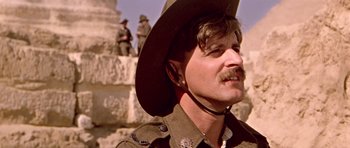 Movie still from “Gallipoli” (1981), directed by Peter Weir – A person wearing a hat; Close Up shot, Low angle